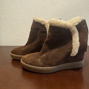 Aquatalia shearling suede wedges